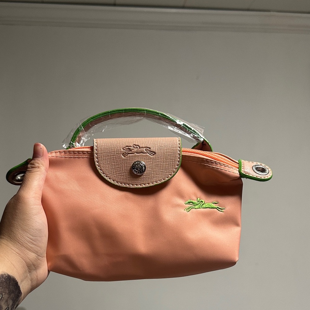 Peach and Green Women's Handbag